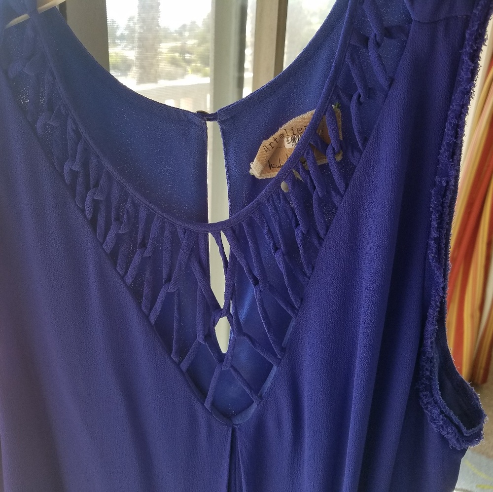 NICOLE MILLER Blue Latticework Dress - Picture 5 of 6